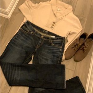 Silver Aiko mid boot jeans. Size 32 Length 33.